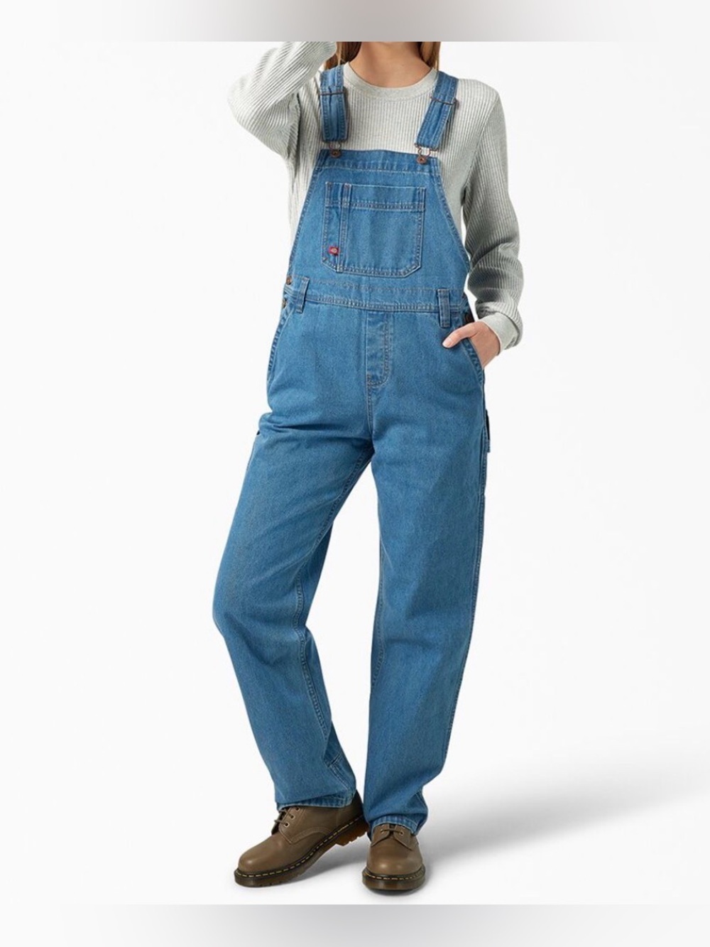 Dickies Blue Women's Denim Overalls with Front Bib Pocket